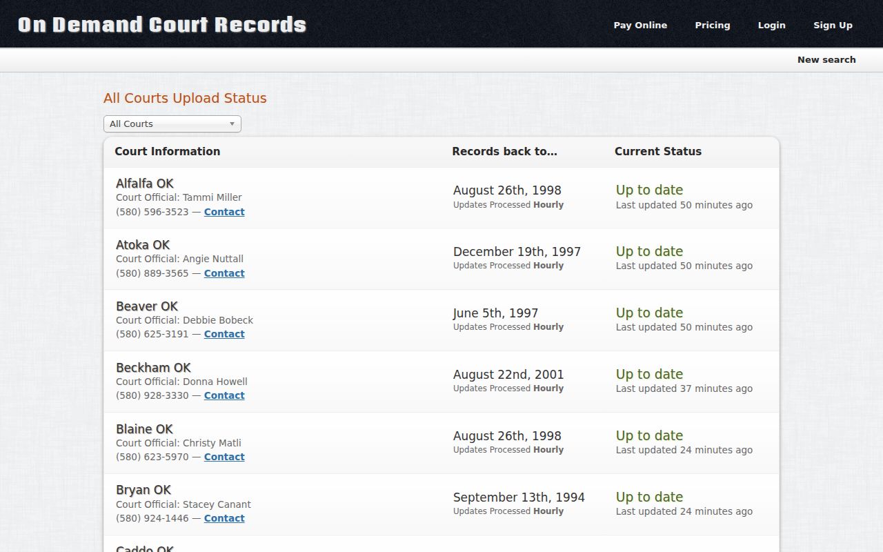 Harper County warrant search participating court status