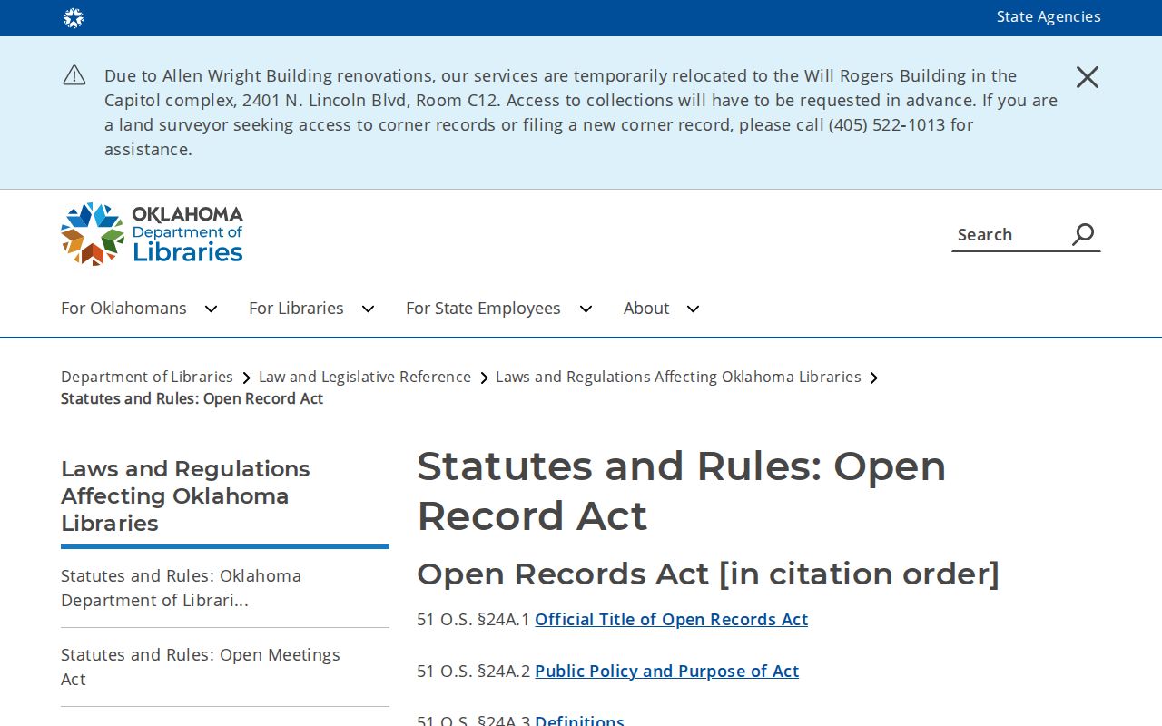 Harper County warrant records Oklahoma Open Records Act reference
